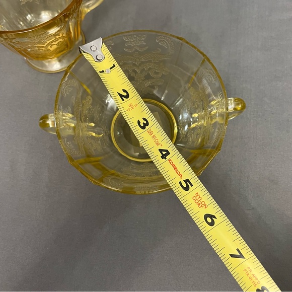 VTG Federal Glass Madrid Pattern Yellow Depression Glass Open Sugar Dishes - Picture 8 of 11